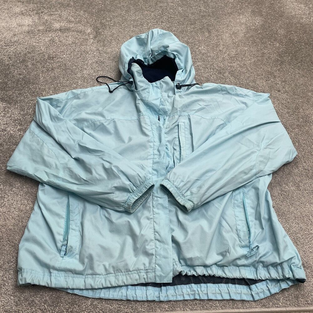 Athletic Works Hoodie Windbreaker Jacket Womens 3X Blue Full Zip Pockets Nylon